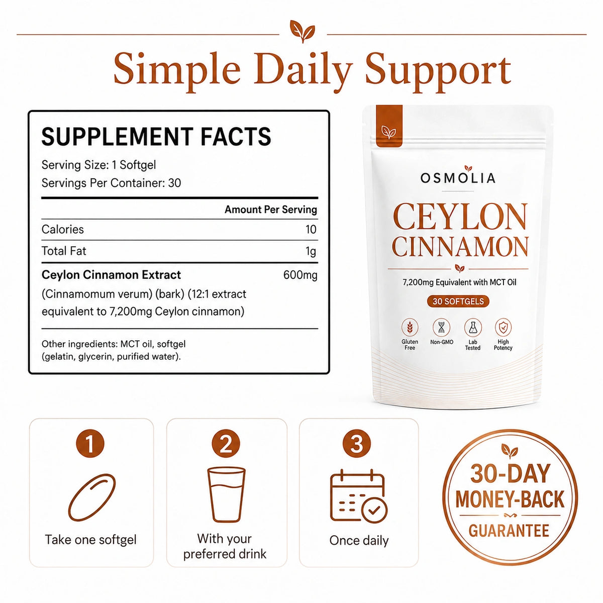 Ceylon Cinnamon 7,200mg with MCT Oil